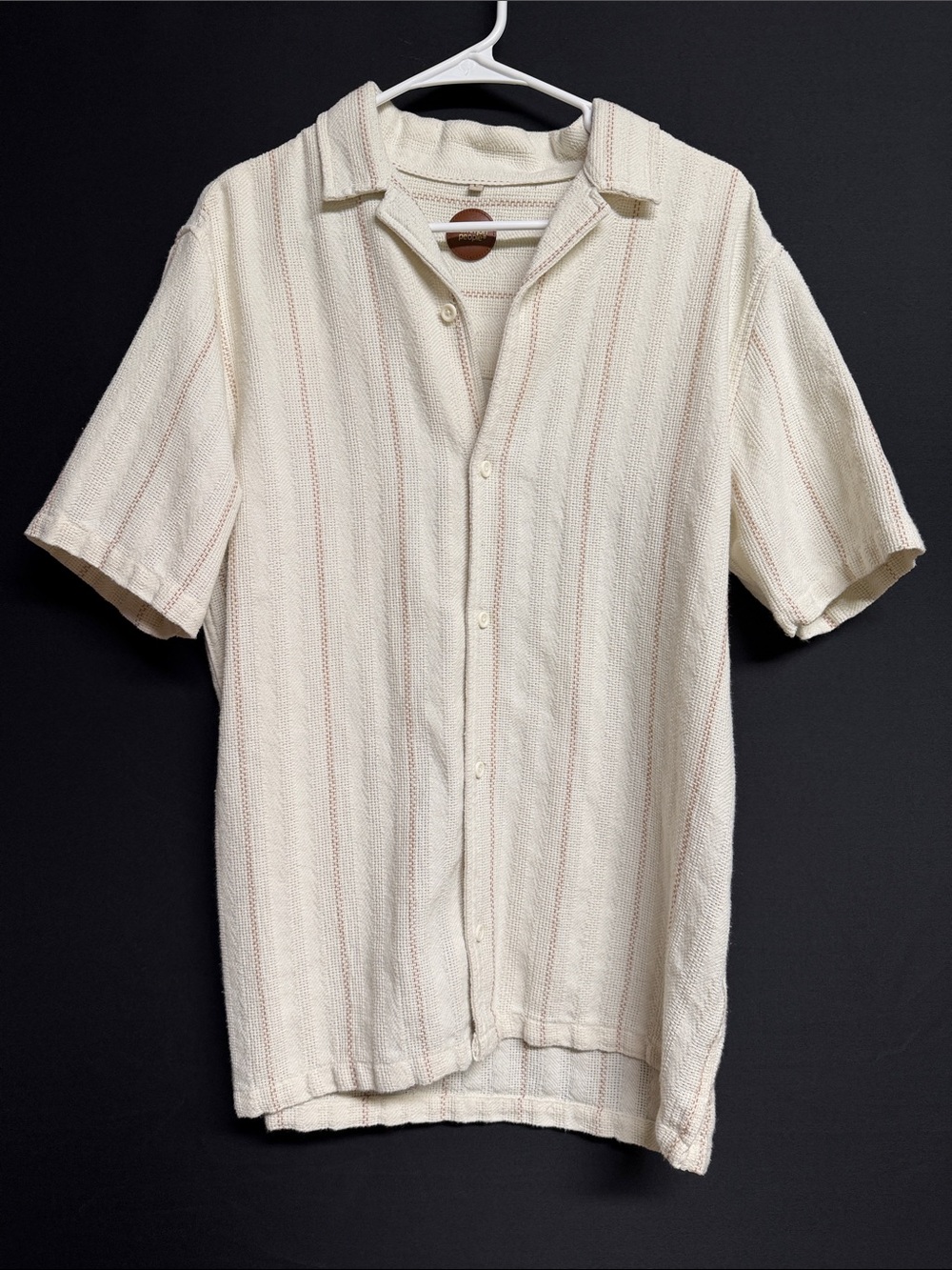 Common People Short Sleeve Revere Textured Shirt Size Large